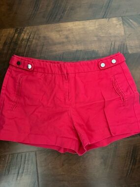 Zara Bright Red Mid-Rise Casual Shorts